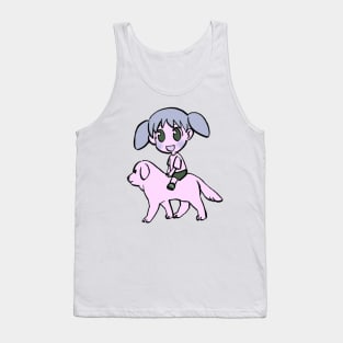 I draw chiyo chan riding her white dog tadakichi-san / azumanga daioh Tank Top